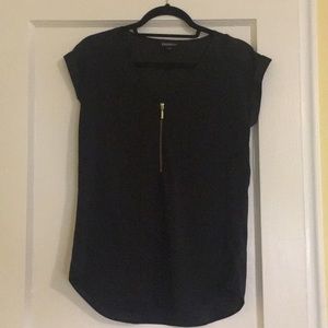Express Black Silky Short-Sleeve Blouse